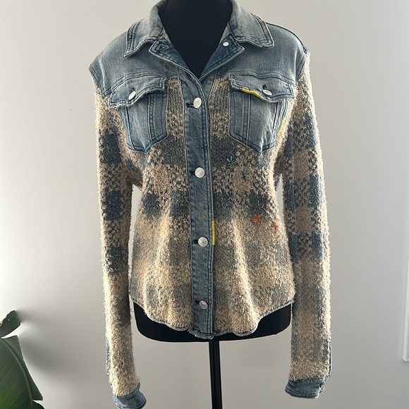 Pilcro bohemian/vintage style denim-knit jacket small - Picture 1 of 15